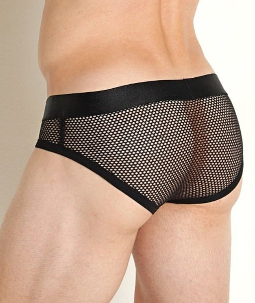 MODUS VIVENDI Striped Through Classic Brief Jaquard Fishnet Black 01416 90A2
