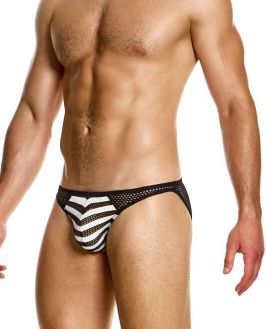 MODUS VIVENDI Striped Through Low Cut Brief Fishnet Black & White 01414 1941