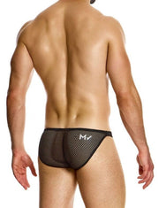 MODUS VIVENDI Striped Through Low Cut Brief Fishnet Black & White 01414 1942