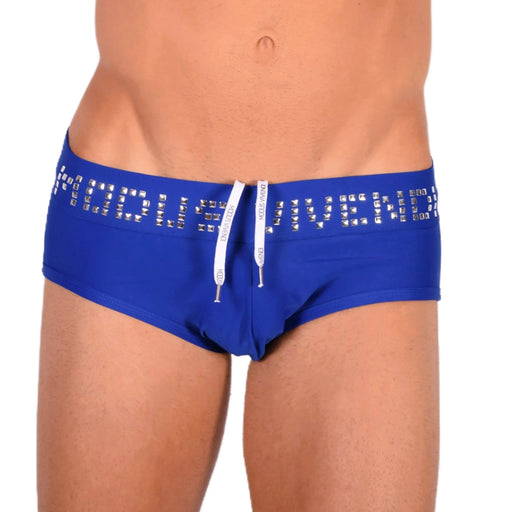 Modus Vivendi Swim - Briefs With Shiny Metallic Cubic Waistband Blue BS1811 101