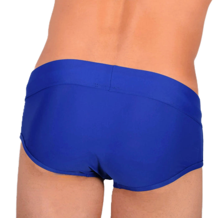 Modus Vivendi Swim - Briefs With Shiny Metallic Cubic Waistband Blue BS1811 10 - SexyMenUnderwear.com