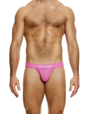 MODUS VIVENDI T - String Striped Crochet Thong Back V - Shape in Light Pink 074113