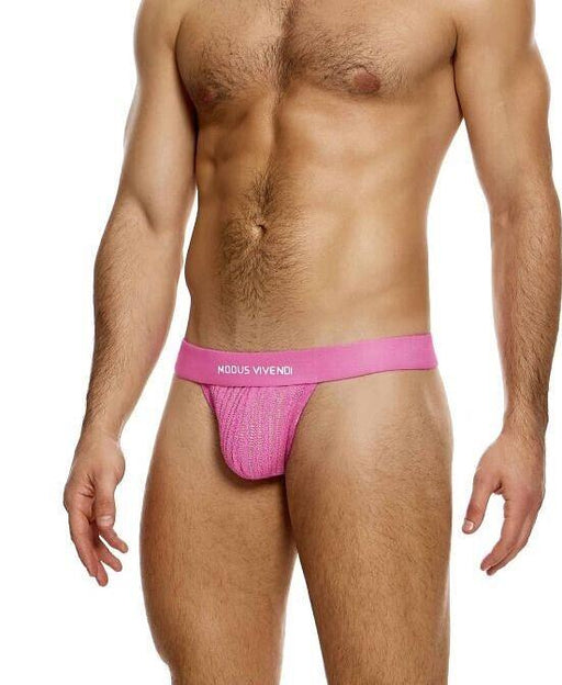 MODUS VIVENDI T - String Striped Crochet Thong Back V - Shape in Light Pink 074111