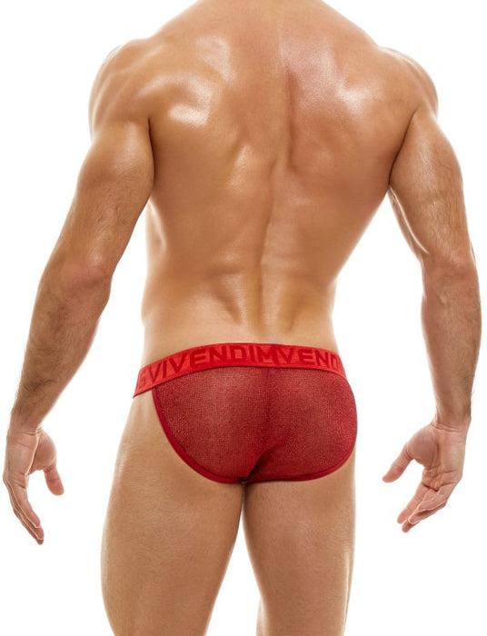 MODUS VIVENDI Tanga Brief ARMOR Knitted Metallic Yarns Red 01012 B54 - SexyMenUnderwear.com