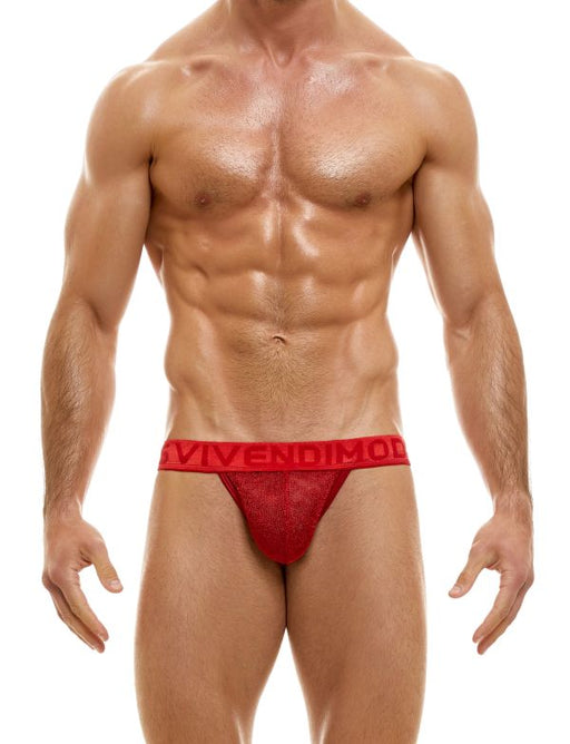 MODUS VIVENDI Tanga Brief ARMOR Knitted Metallic Yarns Red 01012 B541