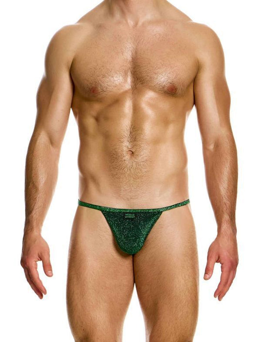 Modus Vivendi Tanga Brief Glitter Knitted Lurex Yarns Green Briefs 26313 B87 - SexyMenUnderwear.com