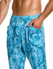 Modus Vivendi Tapered Style Origami Pants Printed Carrot Joggers Fit FS2461 Blue3