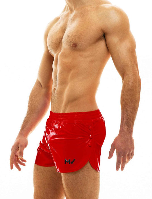 Modus Vivendi Viral Vinyl Shorts Glossy Shiny Red Short 08061 89A - SexyMenUnderwear.com