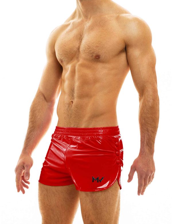 Modus Vivendi Viral Vinyl Shorts Glossy Shiny Red Short 08061 89A1