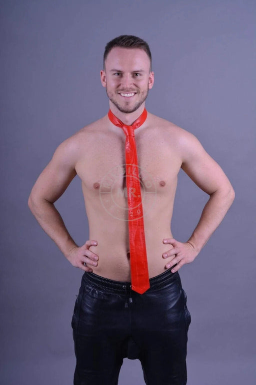 MR. RIEGILLIO Classic Leather Tie in Red