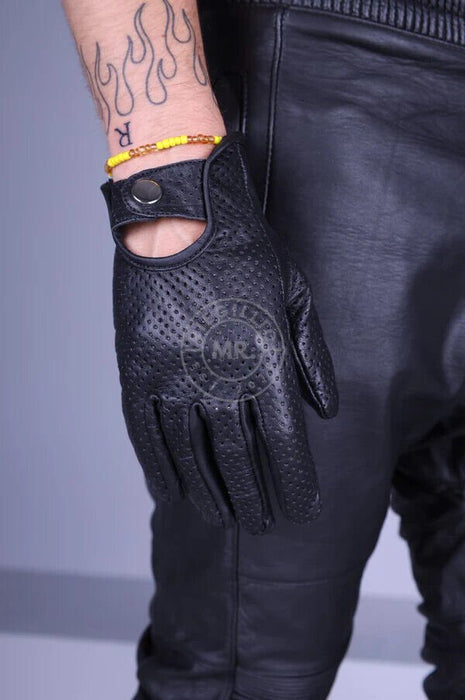 MR. Riegillio Leather Racing Gloves Lightweight Resilient Sheep Leathers Black - SexyMenUnderwear.com