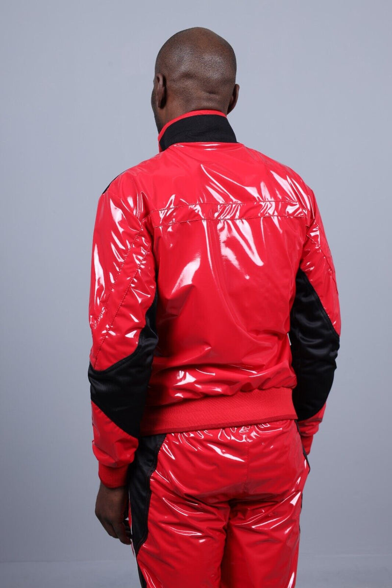MR. RIEGILLIO PVC Jacket 24 Tracksuit Shiny Red R10157