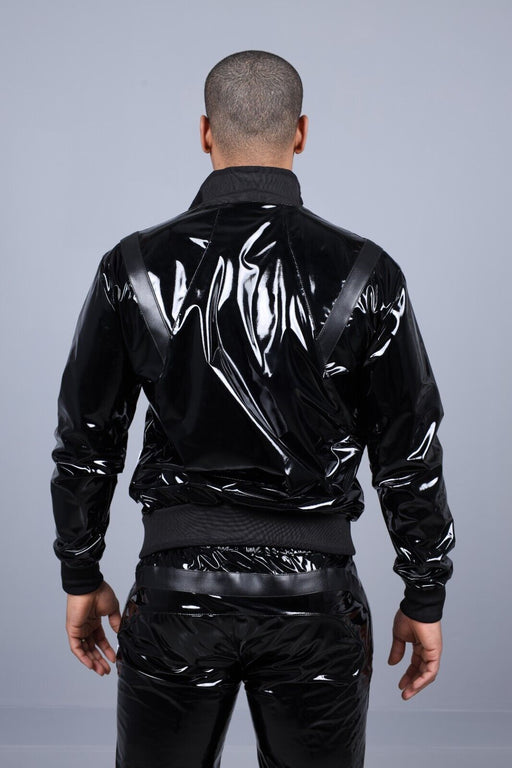 MR. RIEGILLIO PVC Tracksuit Jacket 24 Shiny Glossy Black R10192