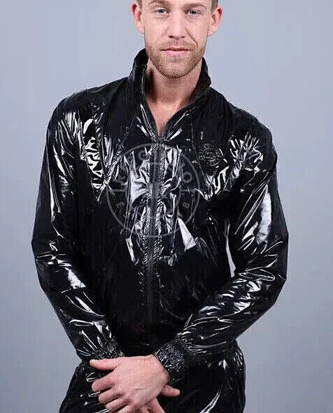MR. RIEGILLIO Shiny Nylon 24 Tracksuit Jacket Black R10251