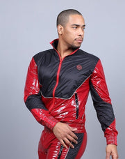 MR. RIEGILLIO Shiny Nylon 24 Tracksuit Jacket Red R10211