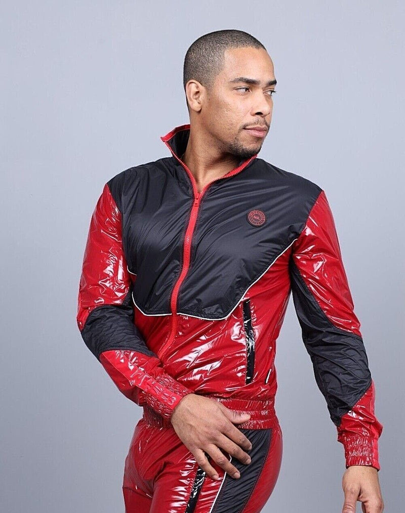 MR. RIEGILLIO Shiny Nylon 24 Tracksuit Jacket Red R10211