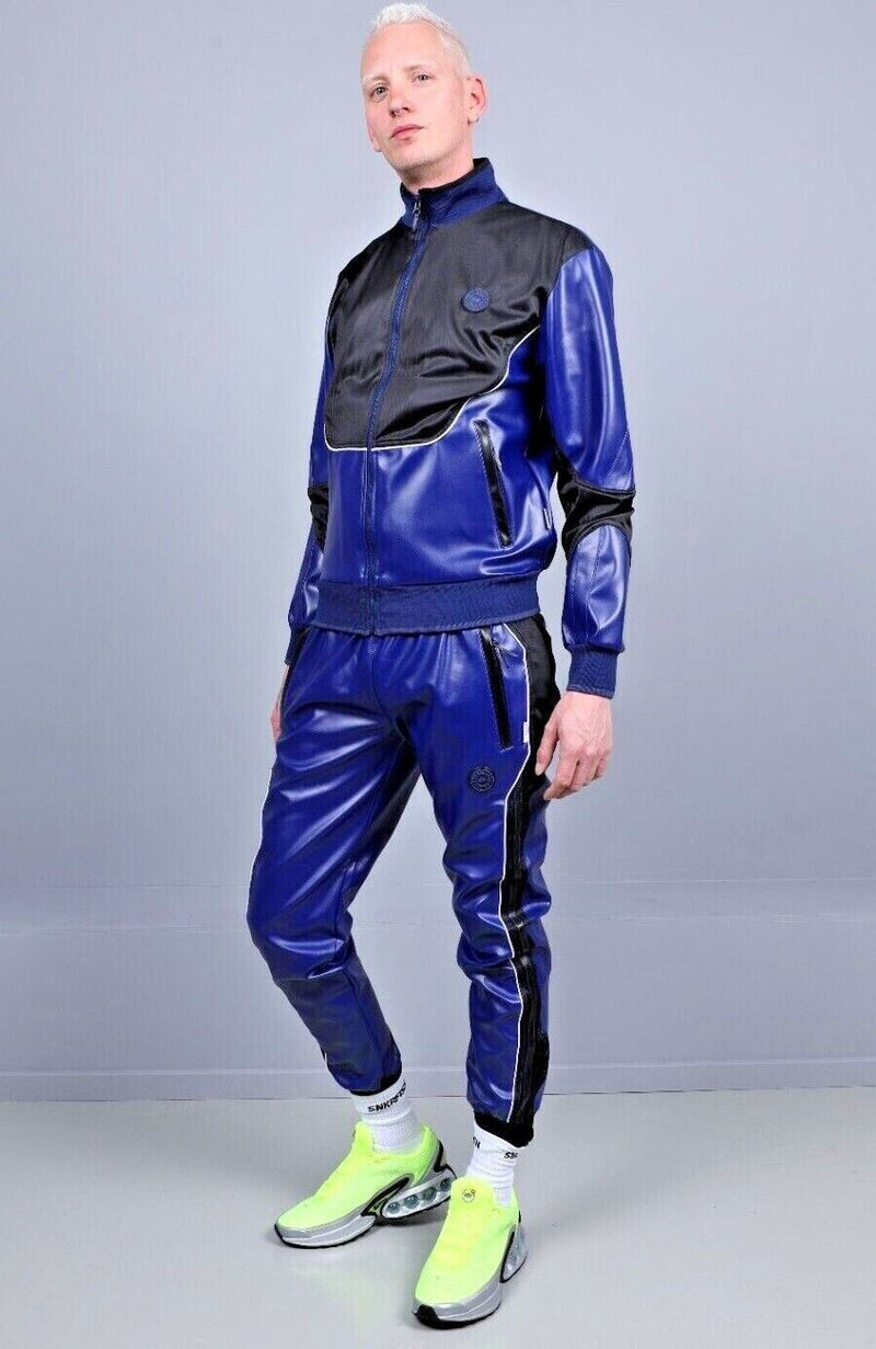 MR. RIEGILLIO Vegan Leather Pants Tracksuit 24 Blue Pant R10404