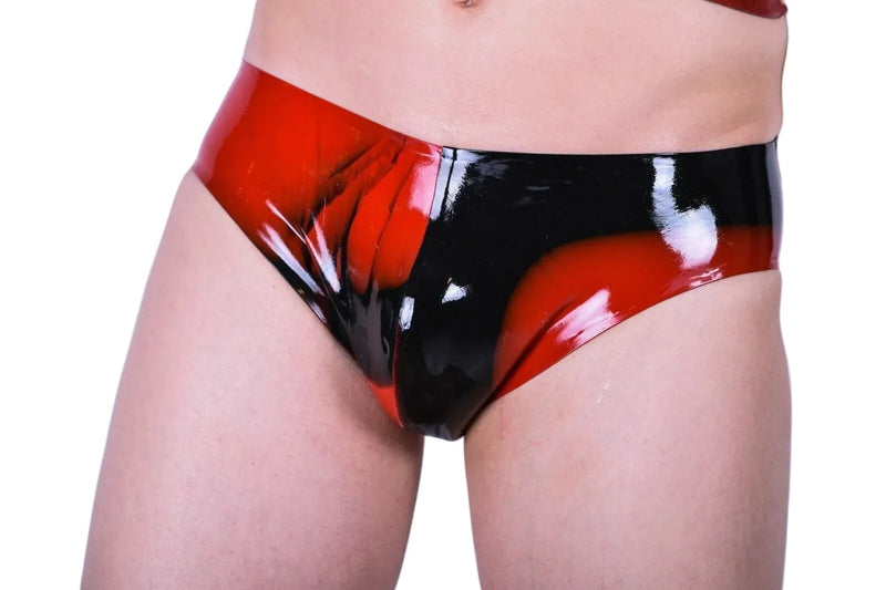 Polymorphe Latex Briefs Marbled Patern Natural Fabric Brief Black-Red UN-015AM 2
