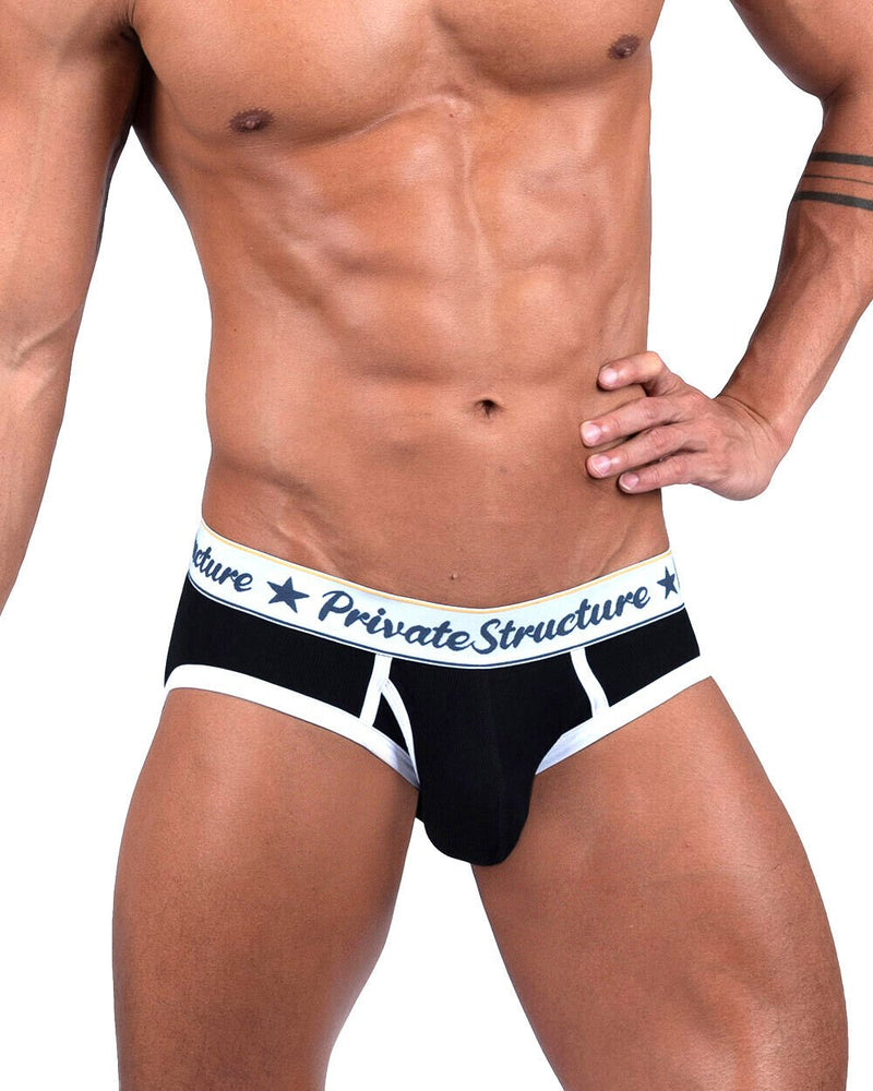 PRIVATE STRUCTURE Brief Classic Mid - Waist Mini Briefs Moonless Night Black 4529 1103