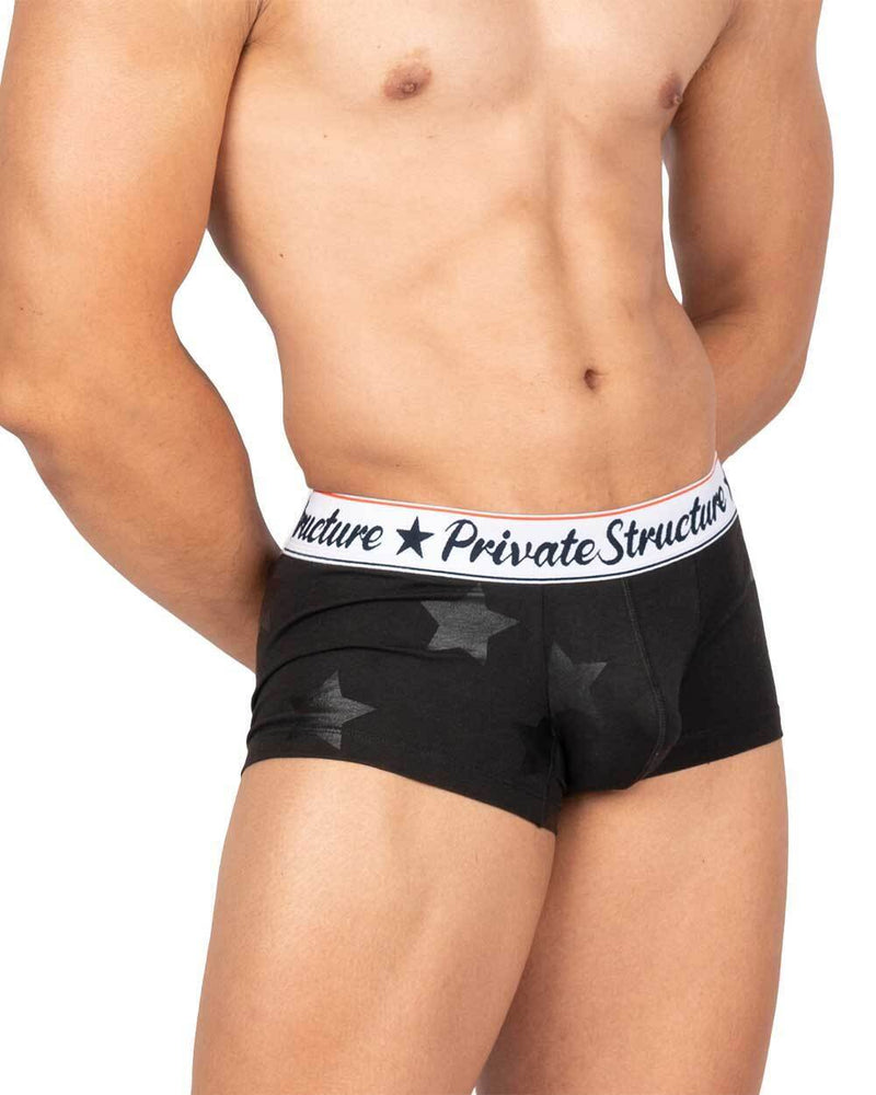 Private Structure Classic Motif Cotton Boxer Trunk Onyx Stars Black 4592 1123