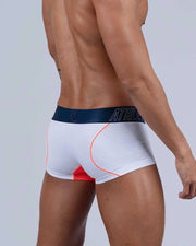 PRIVATE STRUCTURE Long Boxer Trunk Athlete in White League 4389 1034