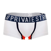 PRIVATE STRUCTURE Long Boxer Trunk Athlete in White League 4389 1038