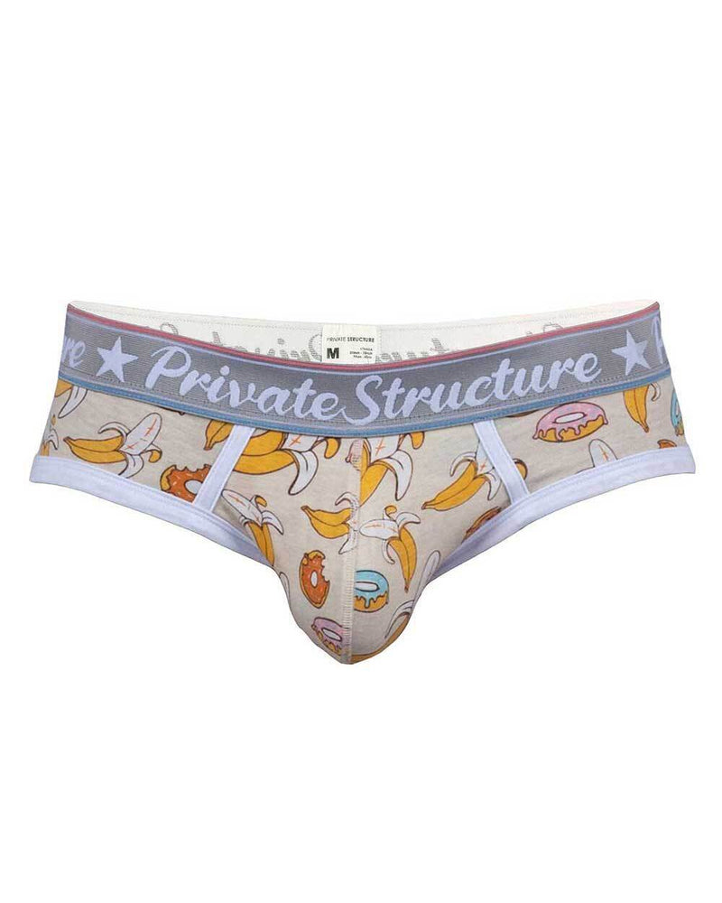 PRIVATE STRUCTURE Mini Briefs Classic Motif Mid - Waist Tea Break Ivory White 45044