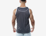 PUMP! Black Striped Tank Top Lightweight Micromesh UVPF 50+ Sun Protection 140235