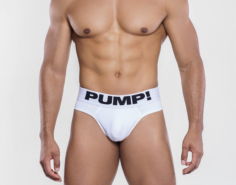 PUMP! Brief - Style Thongs with Cotton Lining Mesh Cup Thong White 170074