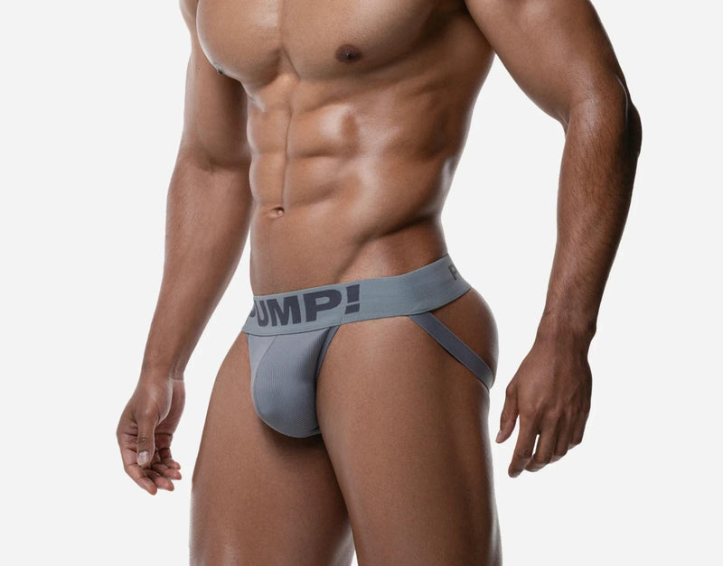 PUMP! Gray Classic Jockstrap With Comfy Ribbed Cup Stretchy Jock 15090 203