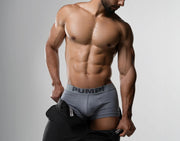 PUMP! Gray Classic Stretchy Boxer Mesh Cotton - Lined Cup Short Boxer Cut 11116 204