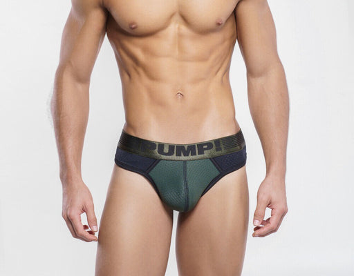 PUMP! Low-rise Thongs Military Green Mesh Thong 17005