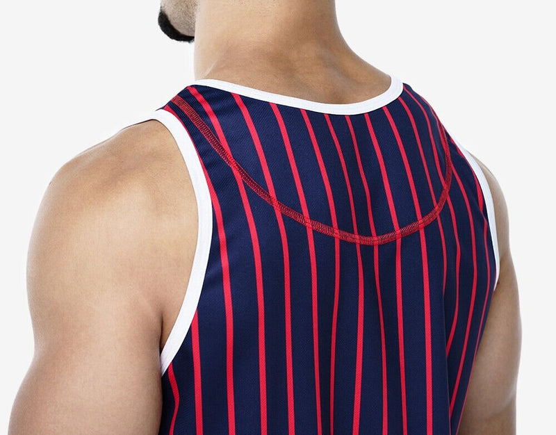 PUMP! Navy Striped Tank Top Lightweight Micromesh UVPF 50+ Sun Protection 140214
