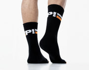 PUMP! Nightlight Crew Socks Terry Knit Toe Ribbed Striped Sporty Sock 410172