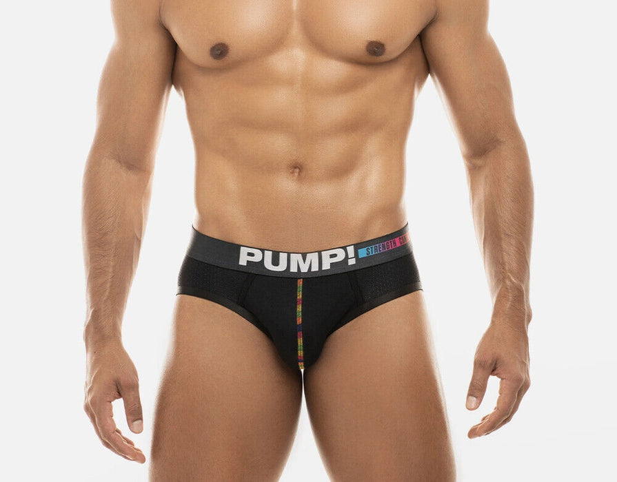 PUMP! Pride Briefs Strenght Line Black Mesh Multicolored Brief 12075