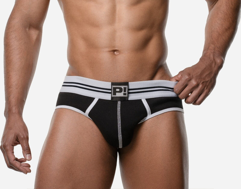 PUMP! Round2 Backless Briefs Ribbed Cotton Combo Jock Retro Black 12079 234