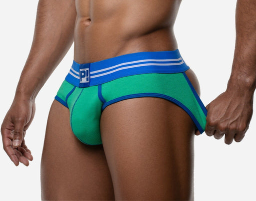 PUMP! Round2 Backless Briefs Ribbed Cotton Combo Jock Retro Green 12082 231