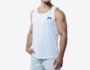 PUMP! Sky Blue Striped Tank Top Lightweight Micromesh UVPF Sun Protection 140222