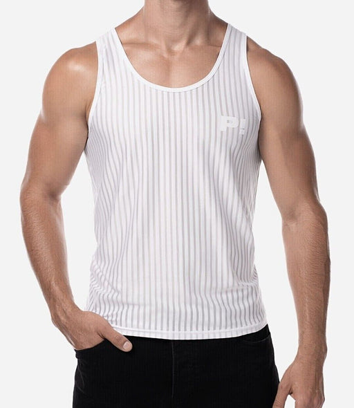 PUMP! Tanktop Whisper Sheer Stripes Form - Fitting White Tank Top 14025 211