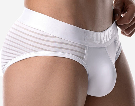 PUMP! Whisper Brief Subtly Sheer Stripes Nylon Cup 40mm Matt White 120781