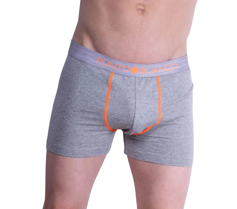 Punto Blanco Boxer Seeking Cotton Long Comfy Boxers Gray-Orang 3458 27