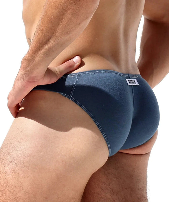 RUFSKIN Briefs IVO Slate Blue Stretch Rayon Brief Faux Fly Contoured Pouch  2 —