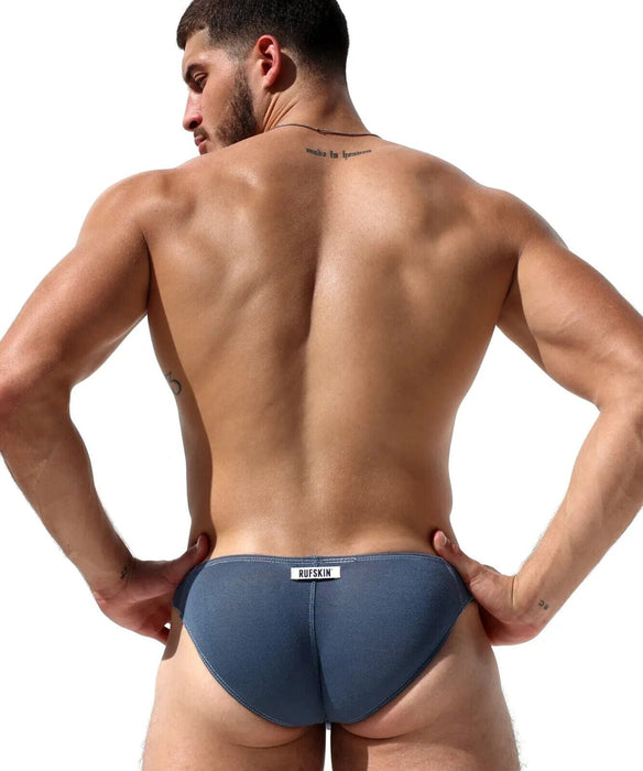 RUFSKIN Briefs IVO Slate Blue Stretch Rayon Brief Faux Fly Contoured Pouch 2
