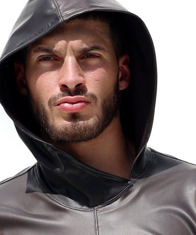 RUFSKIN Cropped Top Long Sleeve Hoodie BUSBY Brown Hue Black Ram Head Rivet5