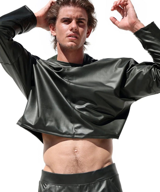 RUFSKIN Cropped Top Long Sleeve Hoodie BUSBY Salamander Black Ram Head Rivet1