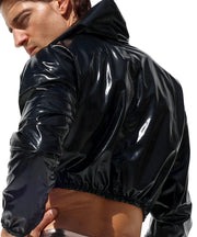 RUFSKIN Cropped Top ORO Long Sleeve Turtle Neck Pule Over Woven Spandex Onyx 43