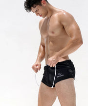 RUFSKIN Dimos Boxer Brief Lounge Shorts Rayon Ribbed Knitted Adjustable Black 746