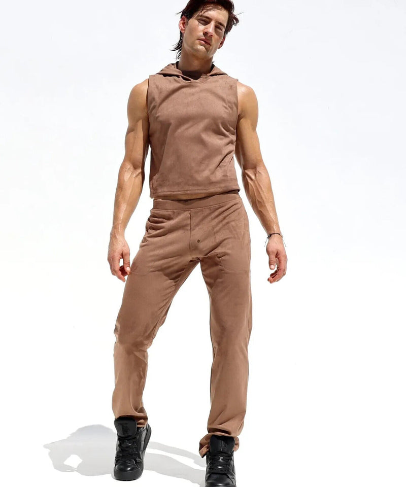 RUFSKIN Lounge Pants Stephan Bark Slim-Fit Straight-Leg Stretch Brushed Suede