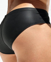 RUFSKIN Mini Sunga FIRE Swim-Briefs Rubberized Matte Black Perforated Back 56