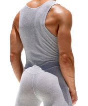 RUFSKIN Singlet PERCY Perforated Stretch Cotton Fitted Bodysuit Heather Grey 53